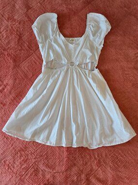Derek Heart Cotton Boho Cut-Out O-Ring Babydoll Mini Dress Large